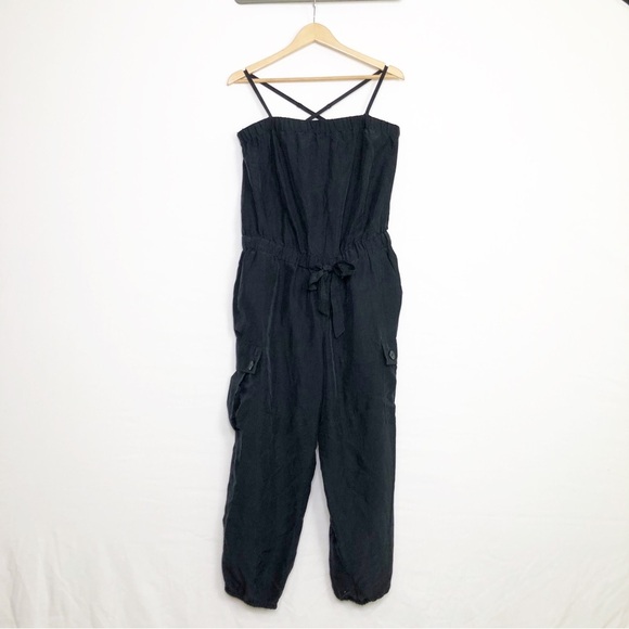 Club Monaco black silk cargo jogger jumpsuit - Picture 6 of 11